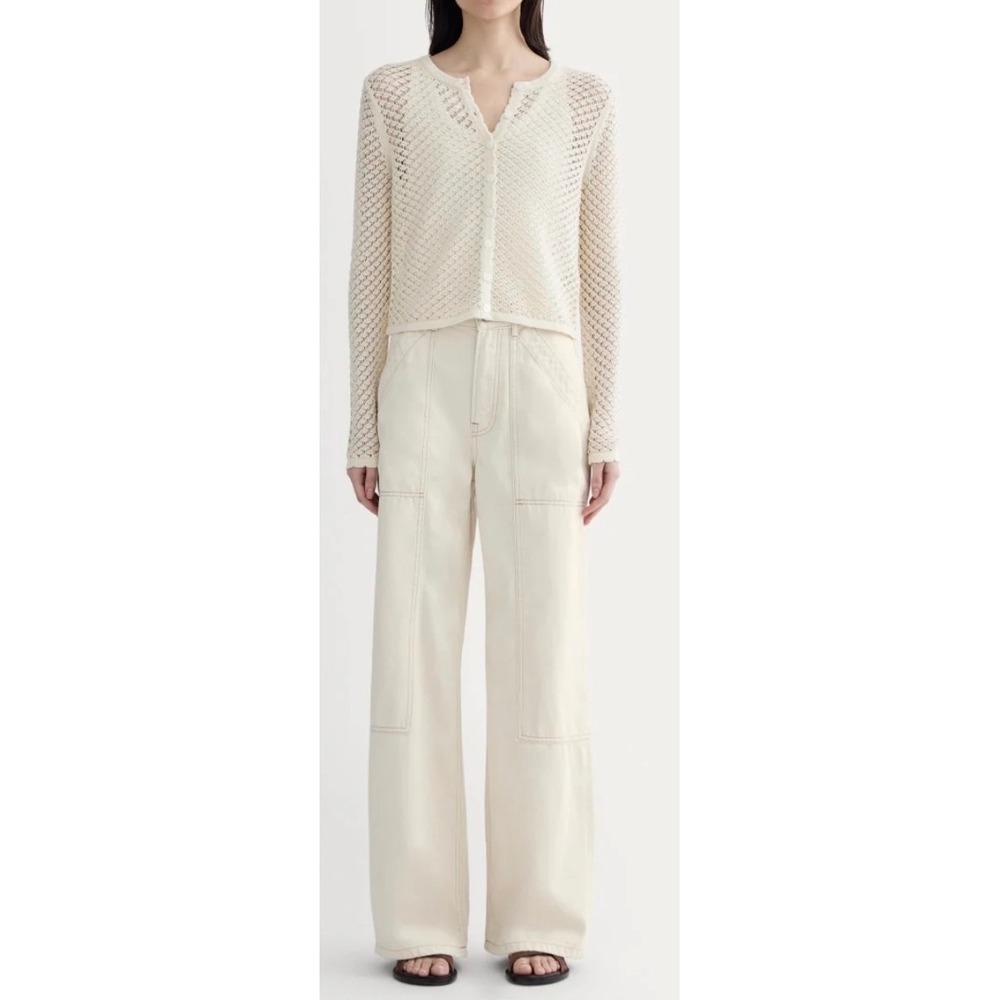 Everlane The Carpenter Jean Bone White Wide Leg Organic Cotton Pants Womens 33